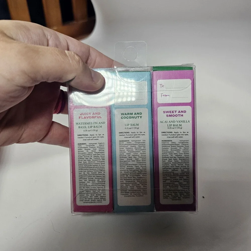 NIB Mario Badescu Skin Care Lip Balm Set Watermelon Basil  Acai Vanilla